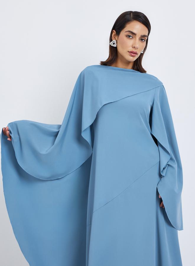 Styli Women Blue Cape Sleeve Maxi Dress - Image 2