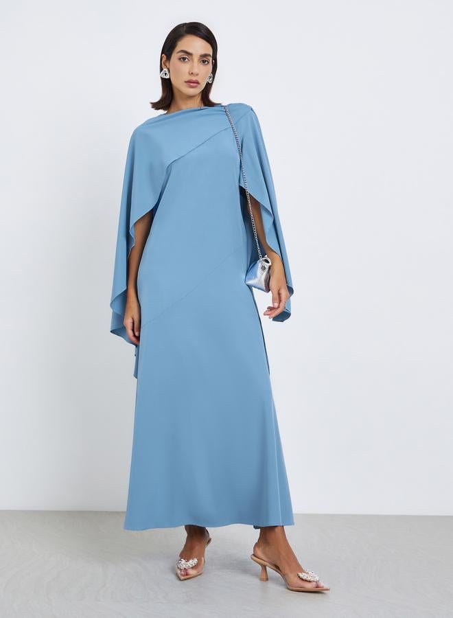 Styli Women Blue Cape Sleeve Maxi Dress - Image 1