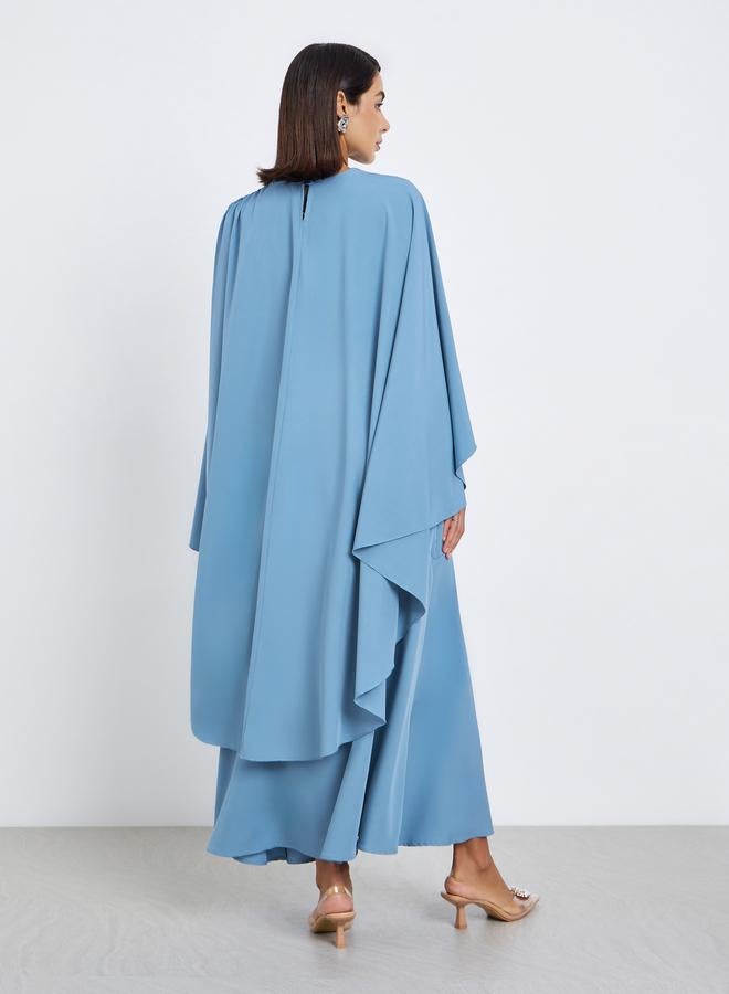 Styli Women Blue Cape Sleeve Maxi Dress - Image 5