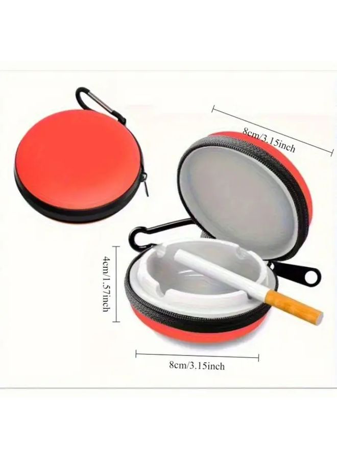 Orange White Durable Plastic Windproof Mini Portable Pendant Ashtray for Car Camping - Image 4