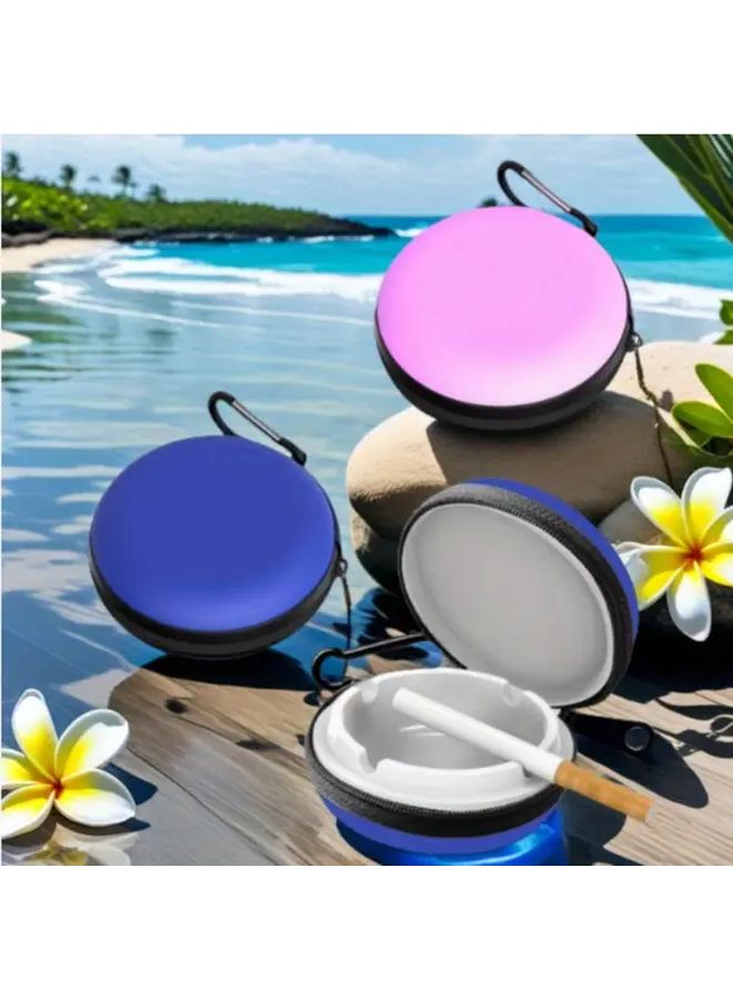 Orange White Durable Plastic Windproof Mini Portable Pendant Ashtray for Car Camping - Image 2