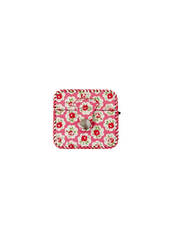 Generic - Airpods Pro2 Earphone Case Simple Floral Pattern Leather 123rd Generation Integrated Creative Shell-Color:One-piece Leather Case-red Background Green Flower-Model:Airpods 4 (protective Case) - Image 1