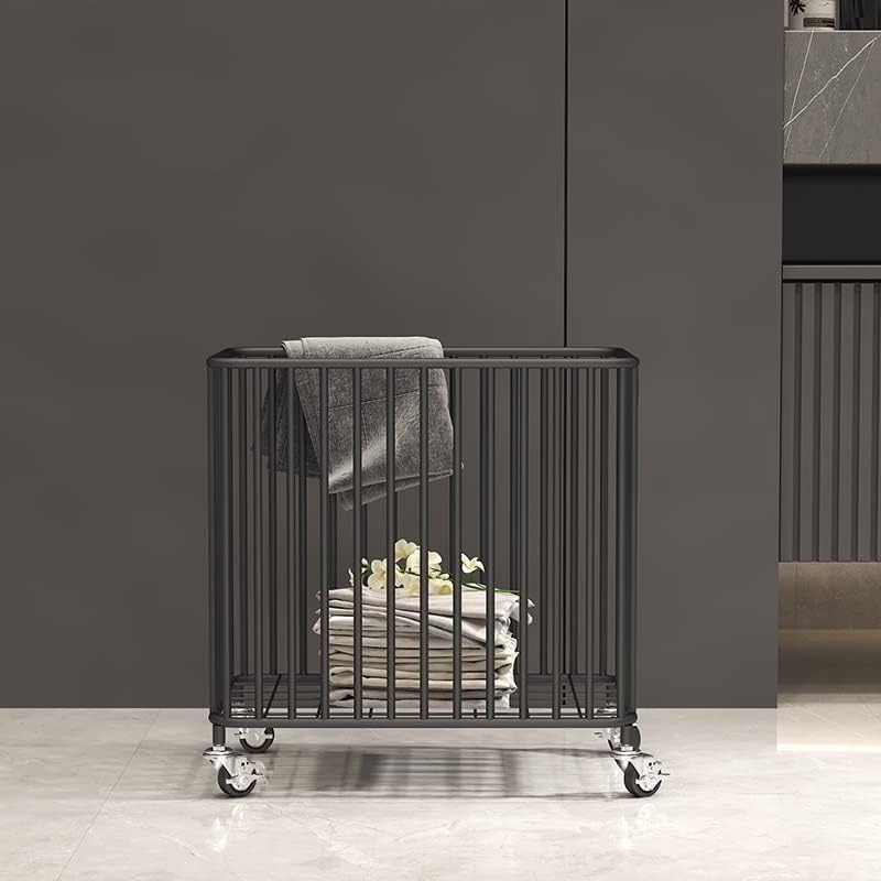 OGFC 50601 Rolling Laundry Hamper with Wheels,Large-size Metal Laundry Basket Cart,Clothes or Linen Storage Organize Hamper Bin for Living Room,Bathroom,Closet or Children Bedroom,Black - Image 2