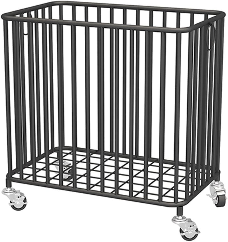 OGFC 50601 Rolling Laundry Hamper with Wheels,Large-size Metal Laundry Basket Cart,Clothes or Linen Storage Organize Hamper Bin for Living Room,Bathroom,Closet or Children Bedroom,Black - Image 1