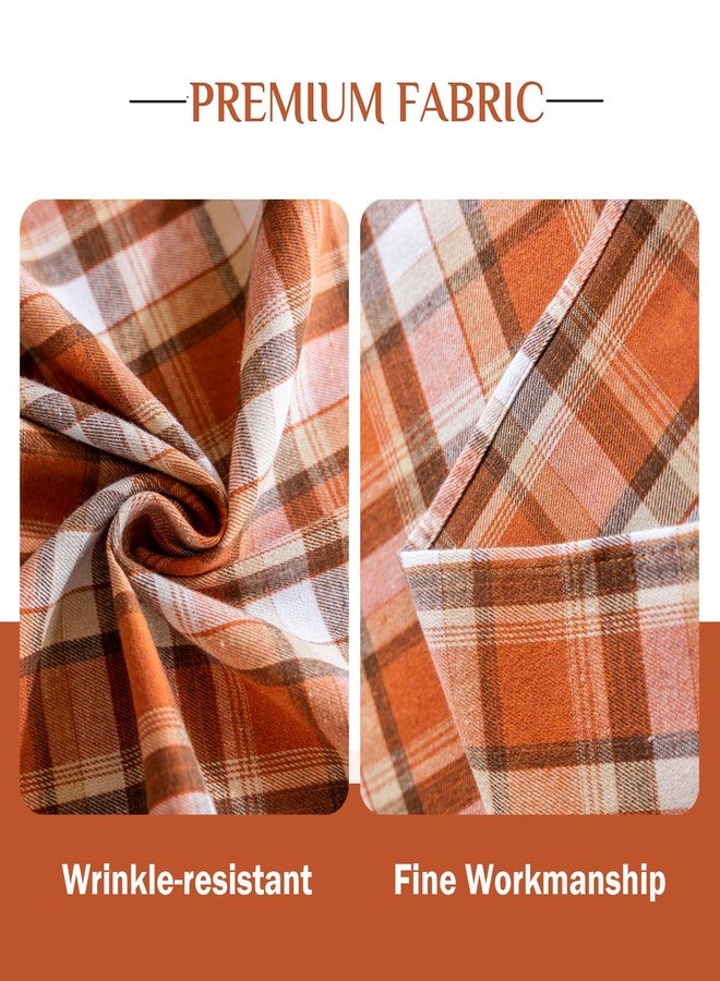 Joyfol Day Thanksgiving Rust Tartan Table Runner - 13x72 Inch Fall & Halloween Decor, Scratch-Proof Washable Plaid Table Decoration for Dining/Kitchen Buffet - Image 4