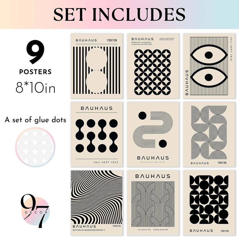 97 Decor Bauhaus Posters - Modern Wall Decor Abstract Geometric Wall Art, Bauhaus Abstract Wall Prints, Bauhaus Artwork, Boho Abstract Pictures for Bedroom (8x10 Inch, Unframed) - Image 2