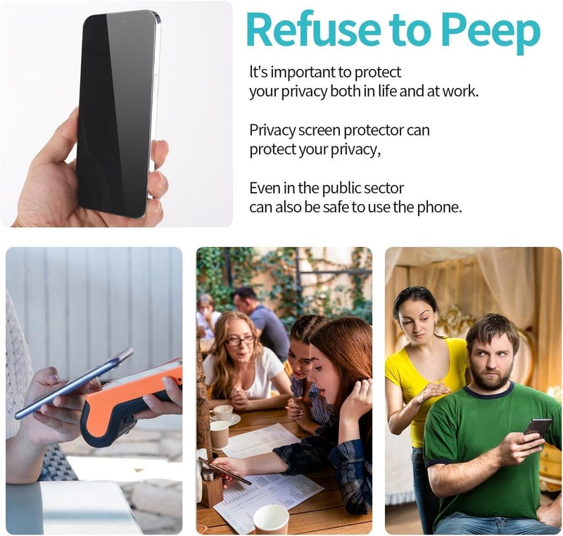 BATCHONE Privacy Tempered Glass Full Screen Protector Compatible For iPhone 13/13 Pro / 14 (6.1 Inches) (Black) Edge To Edge Full Screen Coverage With Easy Installation Kit,Pack Of 1 - Image 5