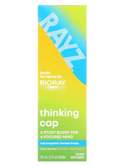 BIORAY Rayz Thinking Cap Naturopathic Herbal Drops Lemon 2 fl oz (59 ml) 