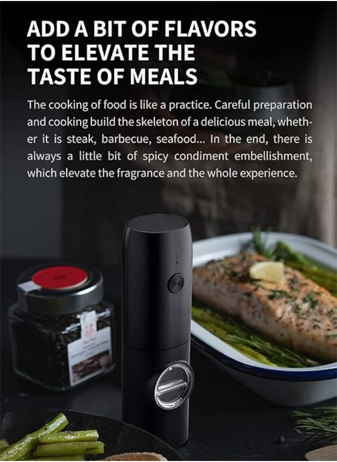 Generic - Electric  Salt and Pepper Grinder Set (2 Pack), USB Rechargeable Stainless Grinders LED Light, 5 Coarseness Adjustable, Refillable, and Portable for Kitchen with Charging Base, 70ml Large Capacity. - Image 1