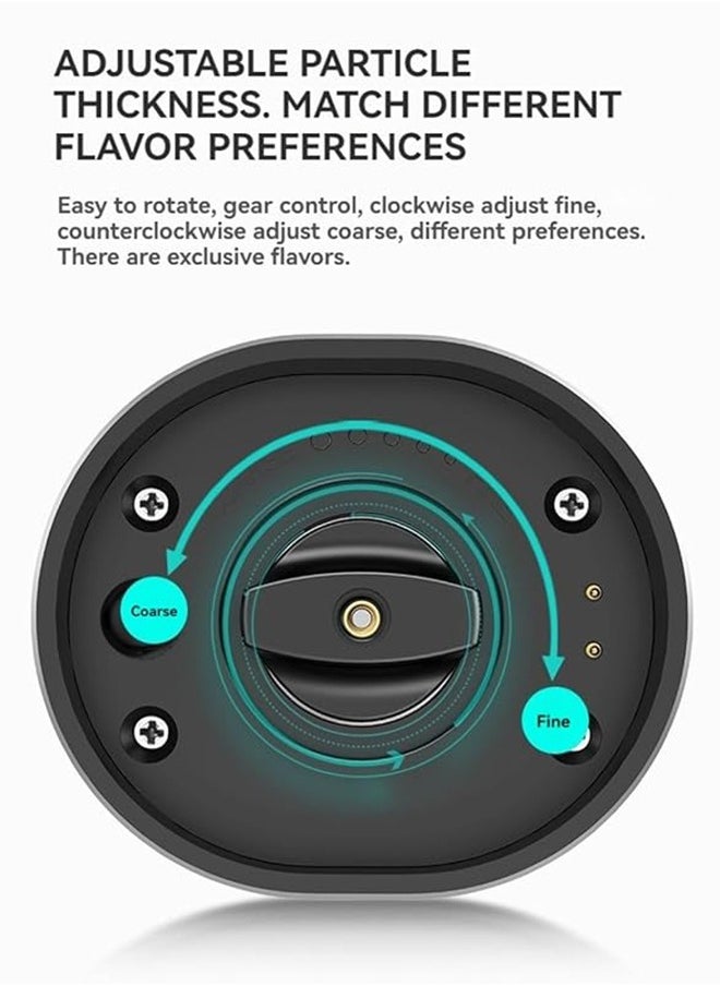 Generic Electric  Salt and Pepper Grinder Set (2 Pack), USB Rechargeable Stainless Grinders LED Light, 5 Coarseness Adjustable, Refillable, and Portable for Kitchen with Charging Base, 70ml Large Capacity.  - Image 5