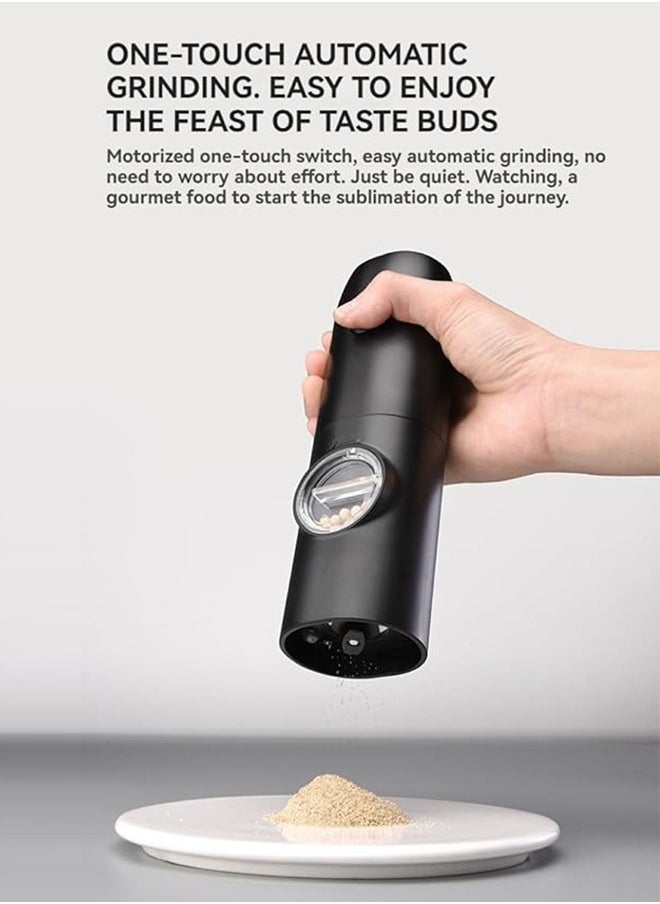 Generic - Electric  Salt and Pepper Grinder Set (2 Pack), USB Rechargeable Stainless Grinders LED Light, 5 Coarseness Adjustable, Refillable, and Portable for Kitchen with Charging Base, 70ml Large Capacity. - Image 1
