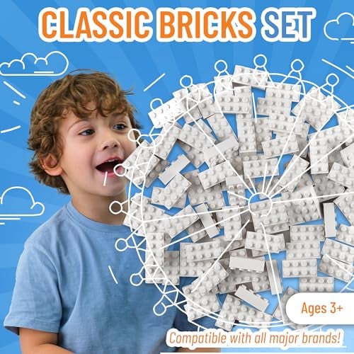 Strictly Briks Classic Bricks Starter Kit Creative Building Blocks Set Stackable White 2x4 Kids Blocks Compatible with Major Brick Brands 96 Pieces White - Image 5