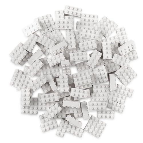 Strictly Briks Classic Bricks Starter Kit Creative Building Blocks Set Stackable White 2x4 Kids Blocks Compatible with Major Brick Brands 96 Pieces White - Image 1
