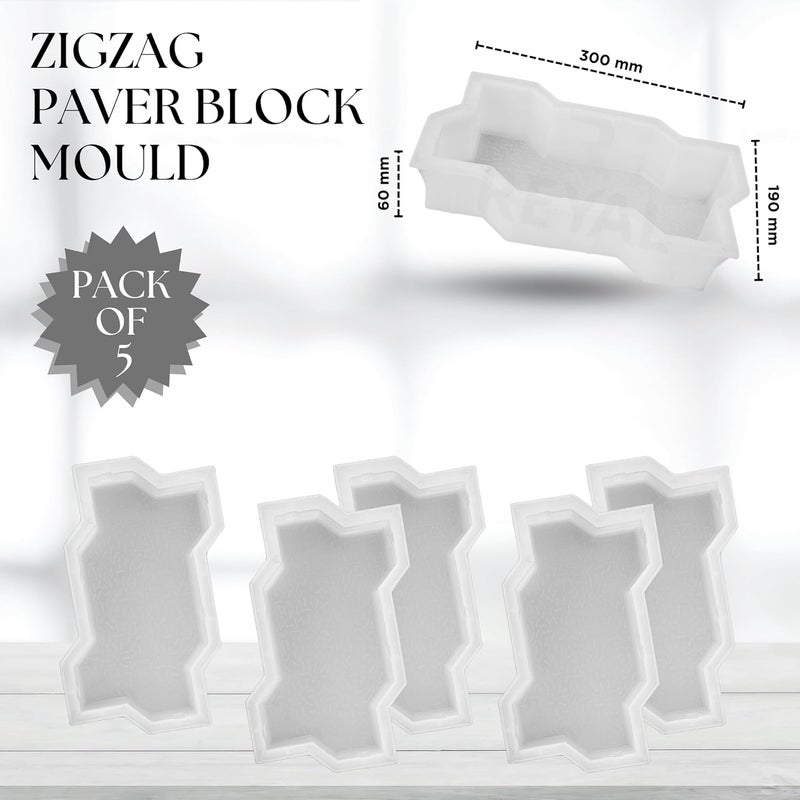 Reyal ZigzagUnipaver Block Mould Pack of 5 PLASTIC Make in India PP Mould Outdoor Paving Stone Maker - Image 2