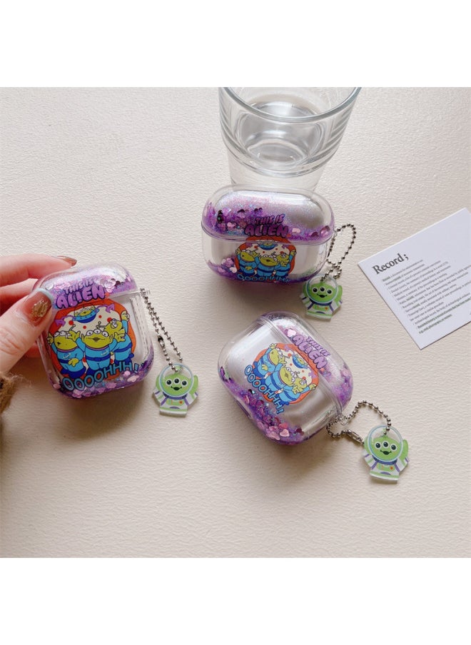 Generic - Alien Three-eyed Baby For Apple AirPods Pro2 Bluetooth Wireless Earphone Set 1/2/3 Generation Quicksand Hard-Color:Quicksand Alien Three Eyes + Pendant-Applicable Model:Airpods 4th Generation - Image 1