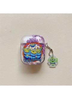 Alien Three-eyed Baby For Apple AirPods Pro2 Bluetooth Wireless Earphone Set 1/2/3 Generation Quicksand Hard-Color:Quicksand Alien Three Eyes + Pendant-Applicable Model:Airpods 4th Generation