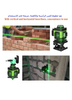 Kiboule متعددة الوظائف 4D 16 خطوط مستوى الليزر 3¬∞ آلة التسوية الذاتية USB أداة تسوية بطارية ليثيوم قابلة للشحن مع خطوط إمالة أفقية عمودية  - Image 4