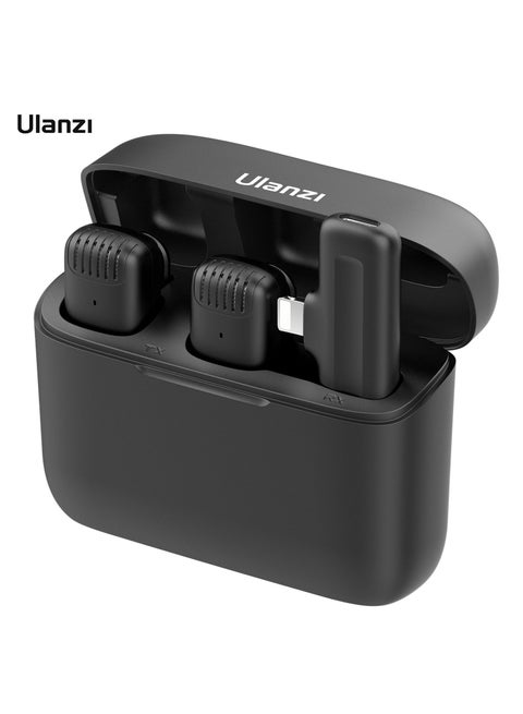 Ulanzi J12 Wireless Microphone System with 1 Receiver & 2 Microphones 20M Transmission Range Built-in Battery for iPhone 13/13 Pro/12/12 Pro/11/11 Pro/ 10 Live Streaming Interview Vlog