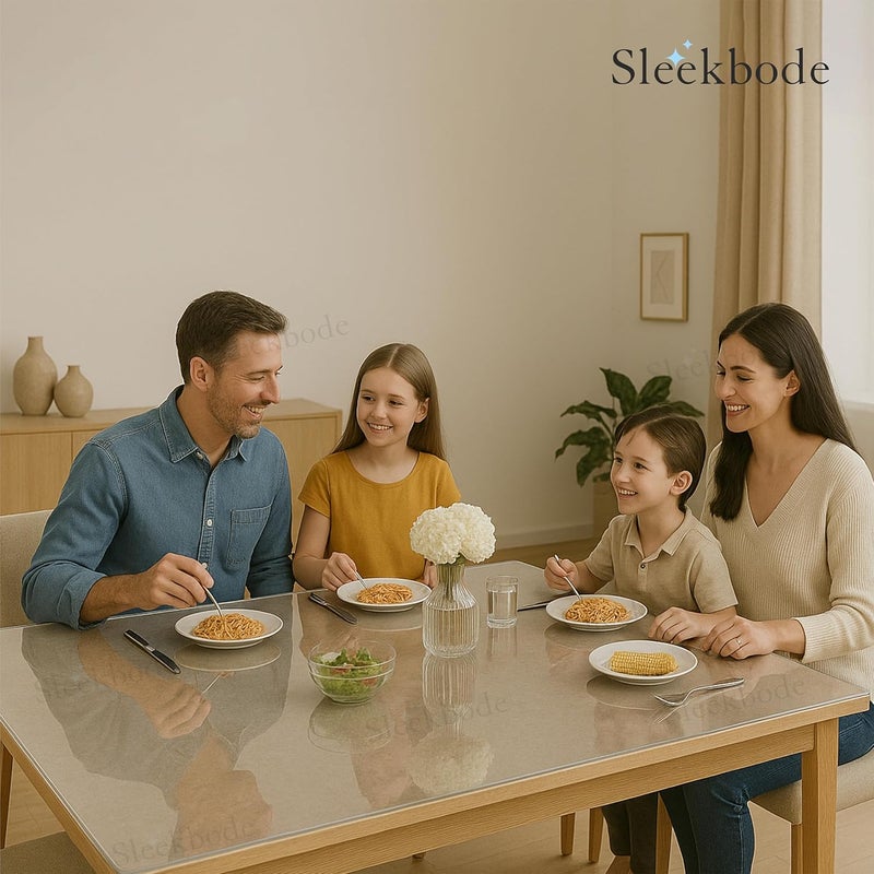 SLEEKBODE ™1mm Thick 18 * 36 Inch PVC Dining Table Cover Waterproof Heat Resistant Transparent Protector Sheet Clear Plastic Table Cloth Glass Mat Balcony Covering Dressing Study Small Side - Image 4