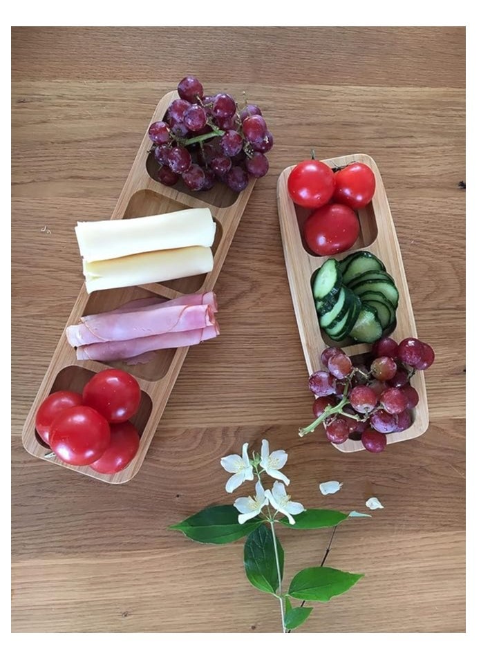 Spaceshoop Bamboo Wooden Food Tray with Dividers for Desserts and Snacks, Various Compartments (1pc)  - Image 2