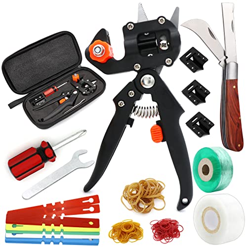 ZALALOVA Garden Grafting Tool Kits, ZALALOVA 2 in 1 Pruning Tools Including Grafting Knife Replacement Blades Grafting Tapes Rubber Bands and Labels for Plant Branch Vine Fruit Tree Cutting - Image 1