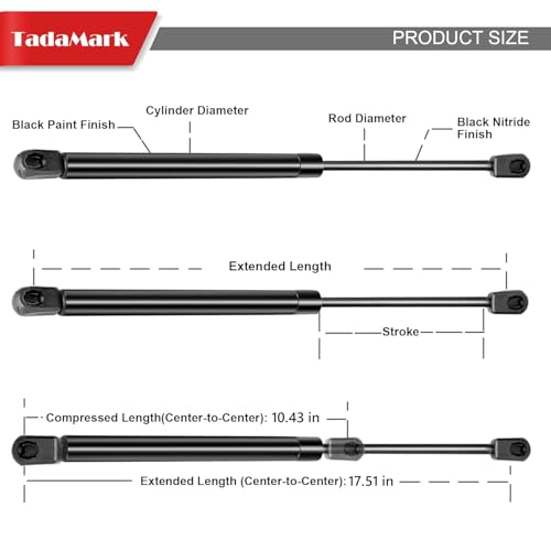 TadaMark C16-02622 GSNI-5200-30 17 Inch 28lbs/127N Gas Strut 17.5" Gas Spring Shock Lift Support for Leer Camper Shell Snugtop Rear Window Truck Cap Topper Canopy, 2 PCS - Image 4