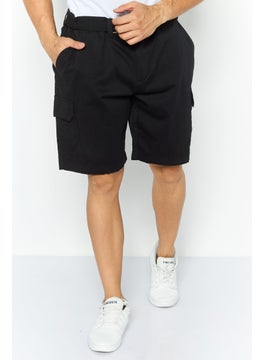 Threadbare Men Plain Belted Chino Couture Shorts, Black  - Image 1