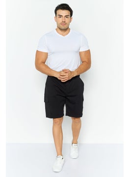 Threadbare Men Plain Belted Chino Couture Shorts, Black  - Image 2