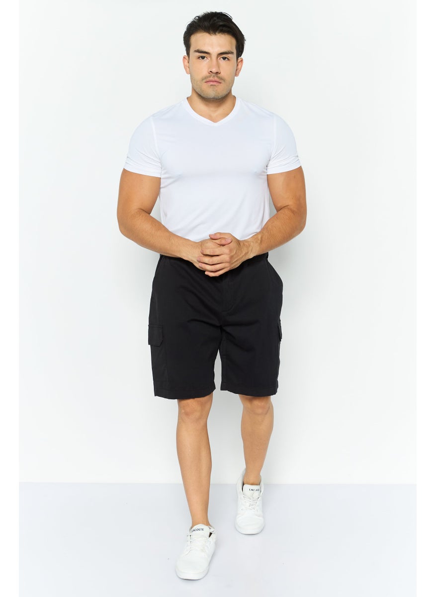 Threadbare Men Plain Belted Chino Couture Shorts, Black  - Image 2