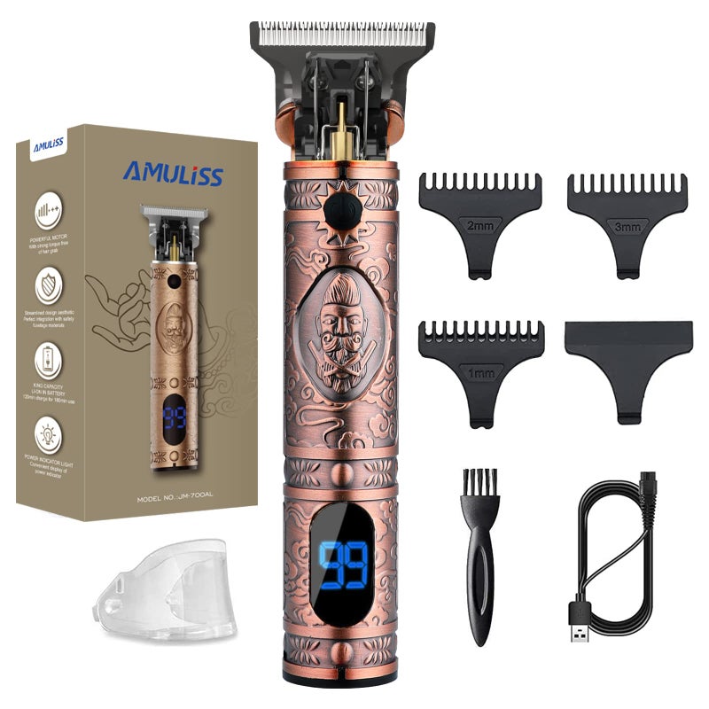AMULISS Professional Hair Trimmer Mens Hair Clippers Zero Gapped Cordless Hair Trimmer Professional Haircut Grooming Kit for Men Rechargeable LED Display