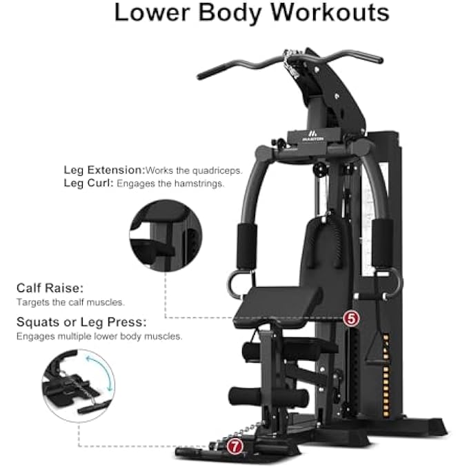 rayihni Multifunction Steel Home Gym Station 150Lb Weight Stack Machine Mst-Mc800 - Image 4