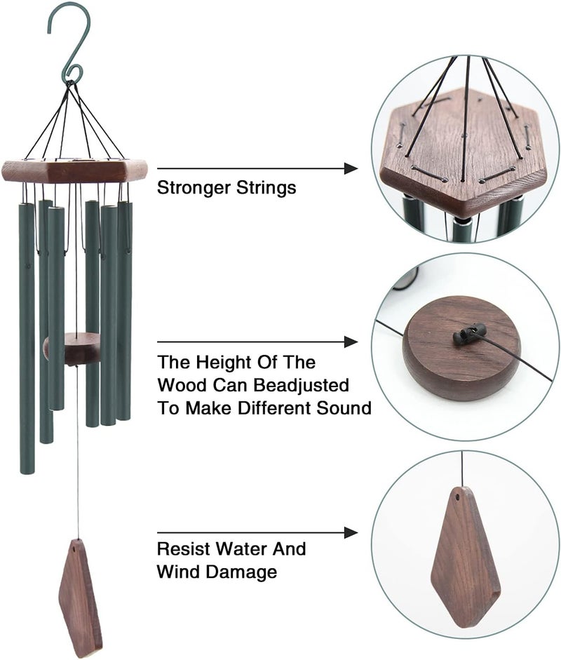 Howarmer Small Green Wind Chimes for Outside, Tuned Soothing Melody, Sympathy Chimes for Mom/Housewarming, Outdoor Decoration - Image 2