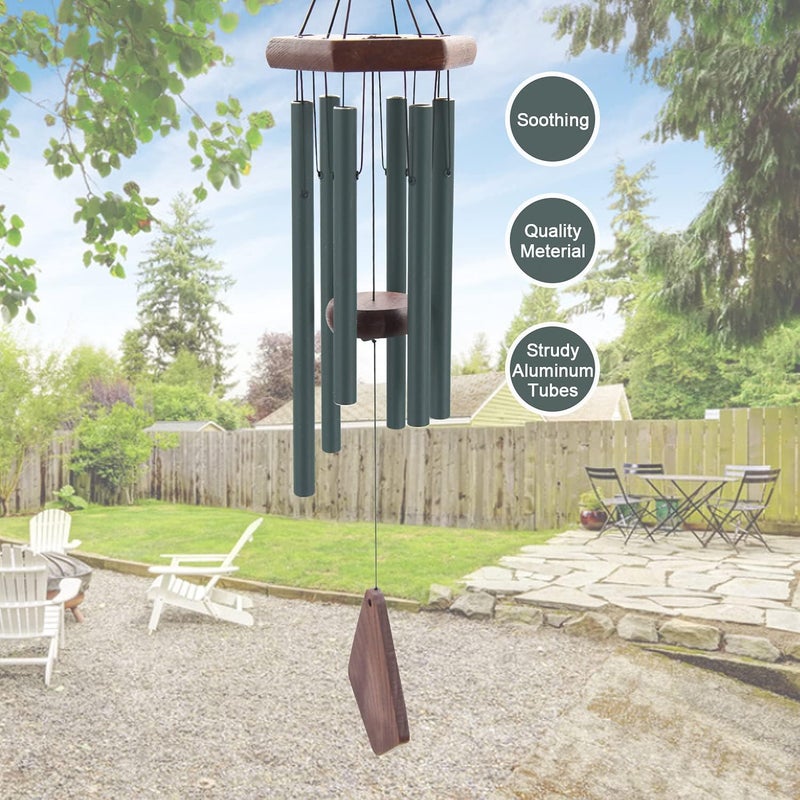 Howarmer Small Green Wind Chimes for Outside, Tuned Soothing Melody, Sympathy Chimes for Mom/Housewarming, Outdoor Decoration - Image 4
