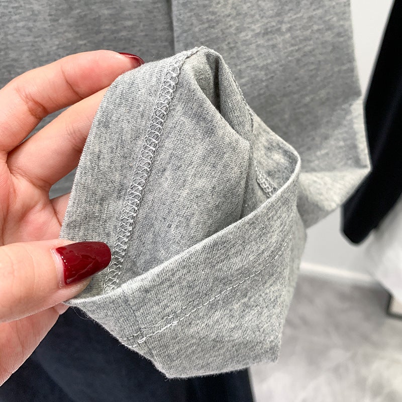 in stock black bottoming shirt womens 2024 new autumn long sleeve t-shirt off-shoulder design oblique shoulder off-shoulder top Light gray - Image 3