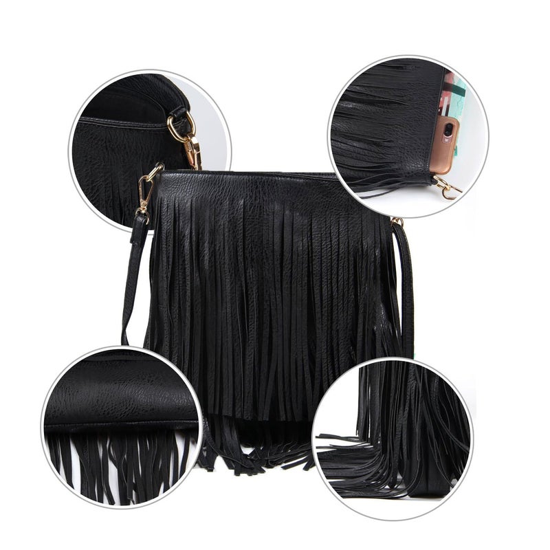 Lanpet Women Fringe Tassel Cross Body Bag Leisure Shoulder Bag - Image 5