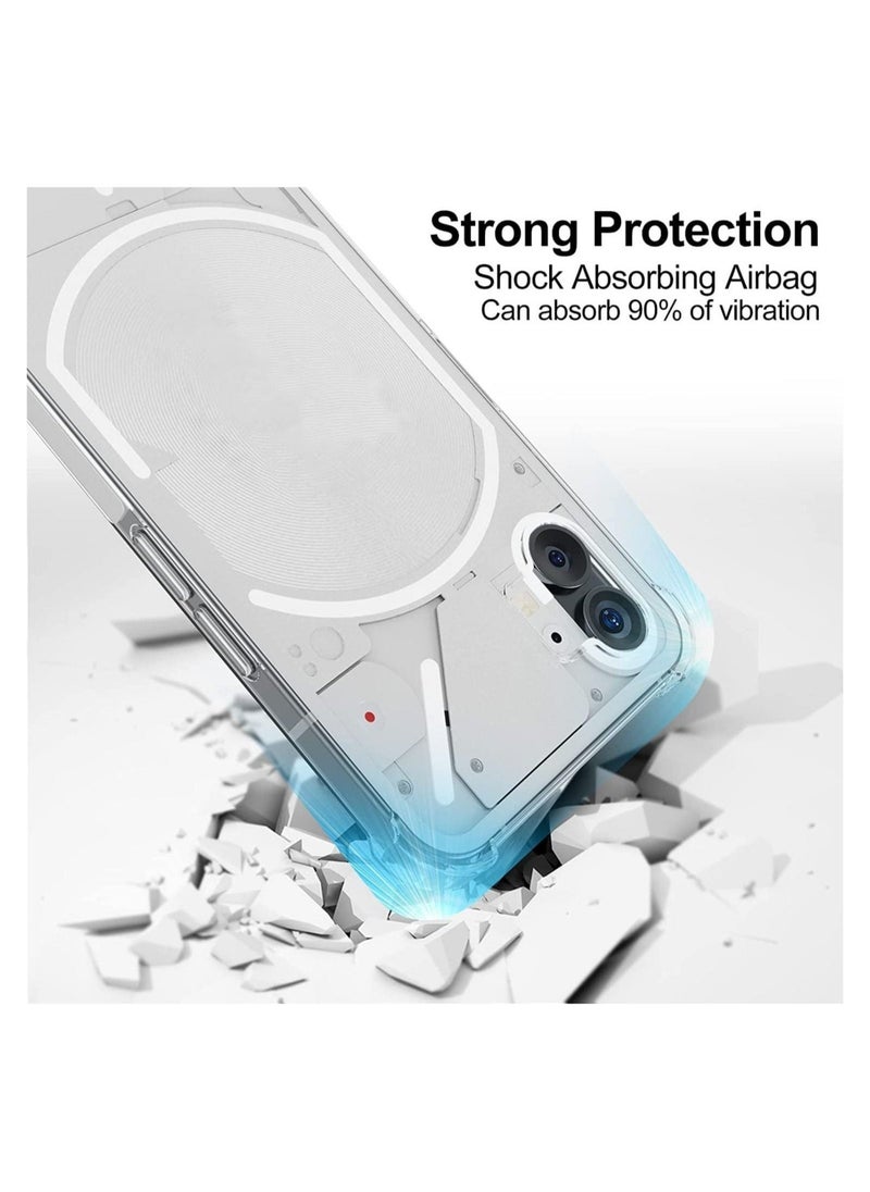 إيف حافظة Nothing Phone 1 مع واقي شاشة من الزجاج المقوى، وغطاء سيليكون شفاف من مادة TPU مع زوايا للوسادة الهوائية، وغطاء للحماية من السقوط - Image 2