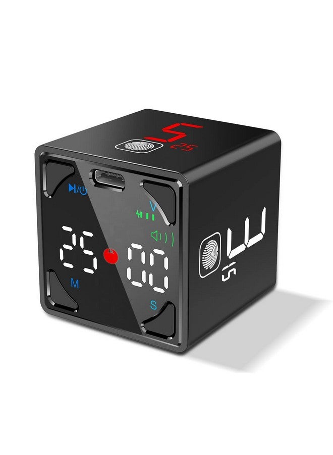 Ticktime Ticktime Pomodoro Timer Cube, Digital Productivity Timer, Pause & Resume, Silent, Vibrate & Adjustable Sound Alert, for ADHD, Task, Work, Study, 1/3/5/10/15/25/45/60min & Custom Countdown, Black - Image 1