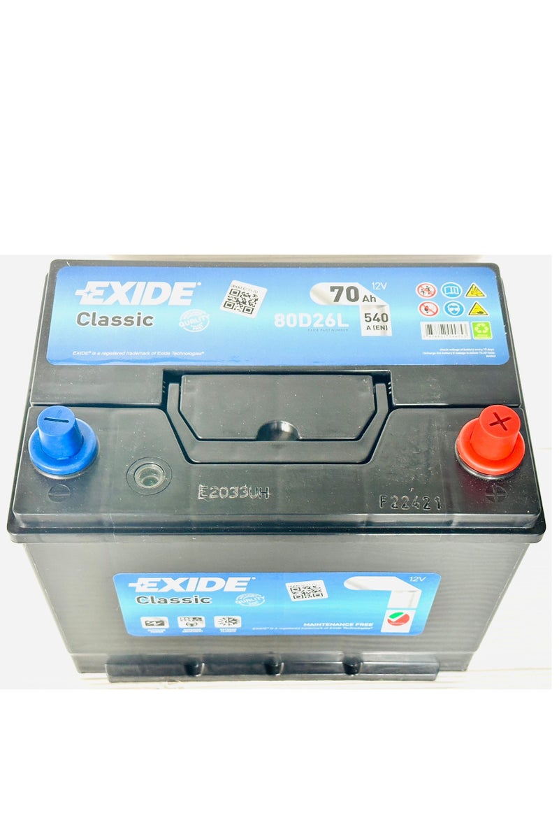 إكسايد بطارية سيارة 12 فولت 70 أمبير/ساعة 80D26L-MF - Image 3