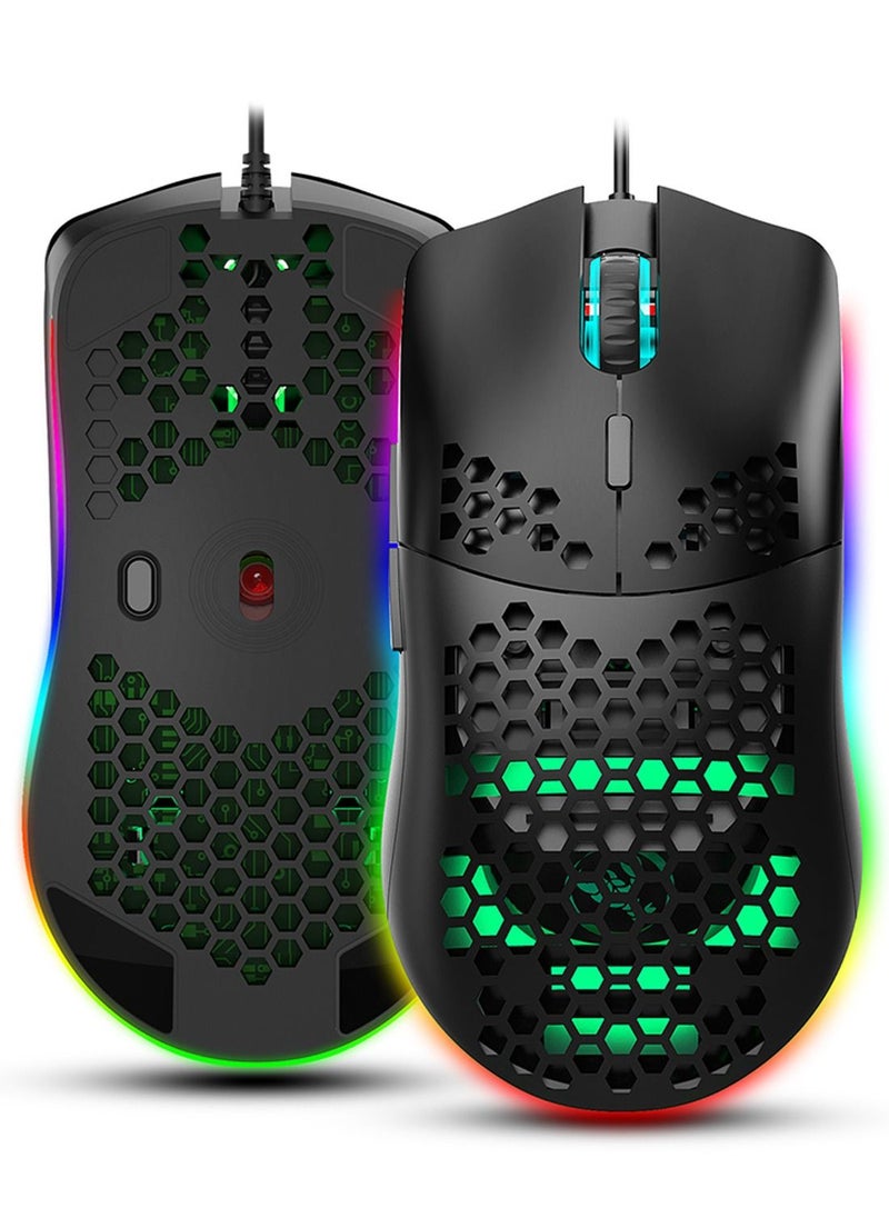 SKY-TOUCH - J900 Wired Gaming Mouse RGB Programmable Gaming Mouse with 6 Adjustable DPI Ergonomic Design Mice for Desktop Laptop Black - Image 1