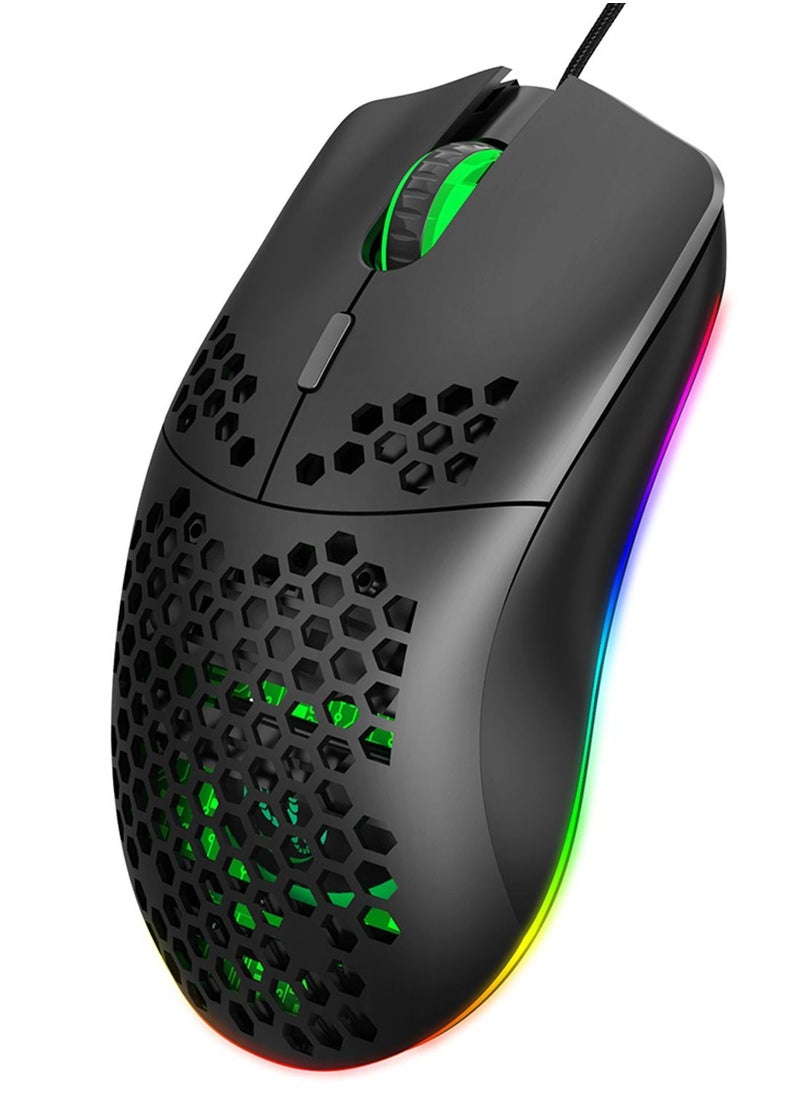 SKY-TOUCH - J900 Wired Gaming Mouse RGB Programmable Gaming Mouse with 6 Adjustable DPI Ergonomic Design Mice for Desktop Laptop Black - Image 1