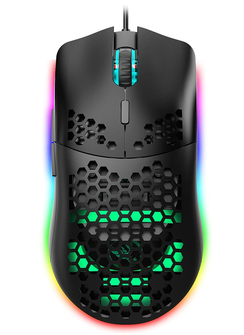 SKY-TOUCH - J900 Wired Gaming Mouse RGB Programmable Gaming Mouse with 6 Adjustable DPI Ergonomic Design Mice for Desktop Laptop Black - Image 1