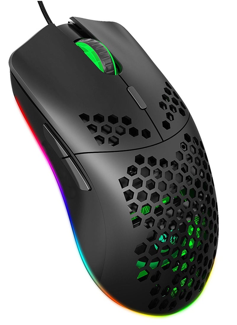 SKY-TOUCH - J900 Wired Gaming Mouse RGB Programmable Gaming Mouse with 6 Adjustable DPI Ergonomic Design Mice for Desktop Laptop Black - Image 1
