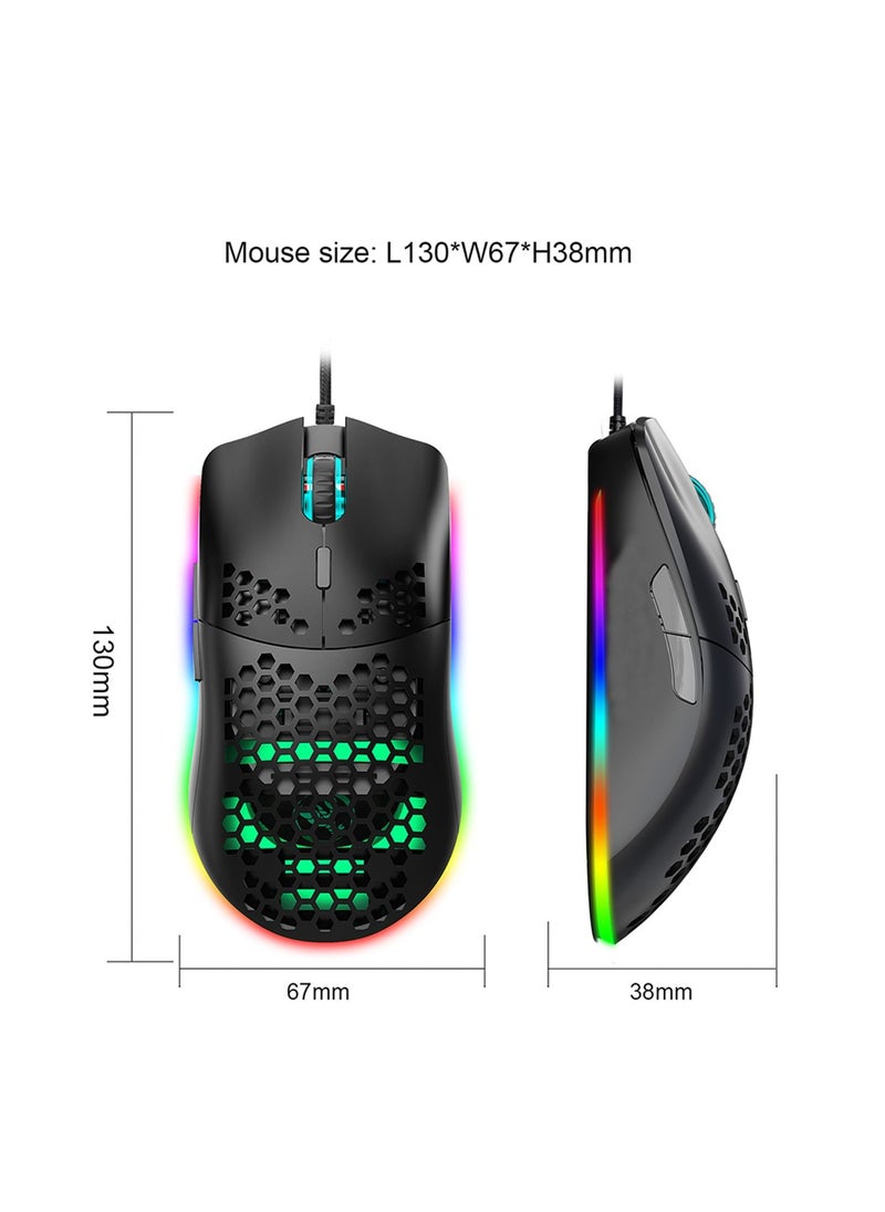 SKY-TOUCH - J900 Wired Gaming Mouse RGB Programmable Gaming Mouse with 6 Adjustable DPI Ergonomic Design Mice for Desktop Laptop Black - Image 1