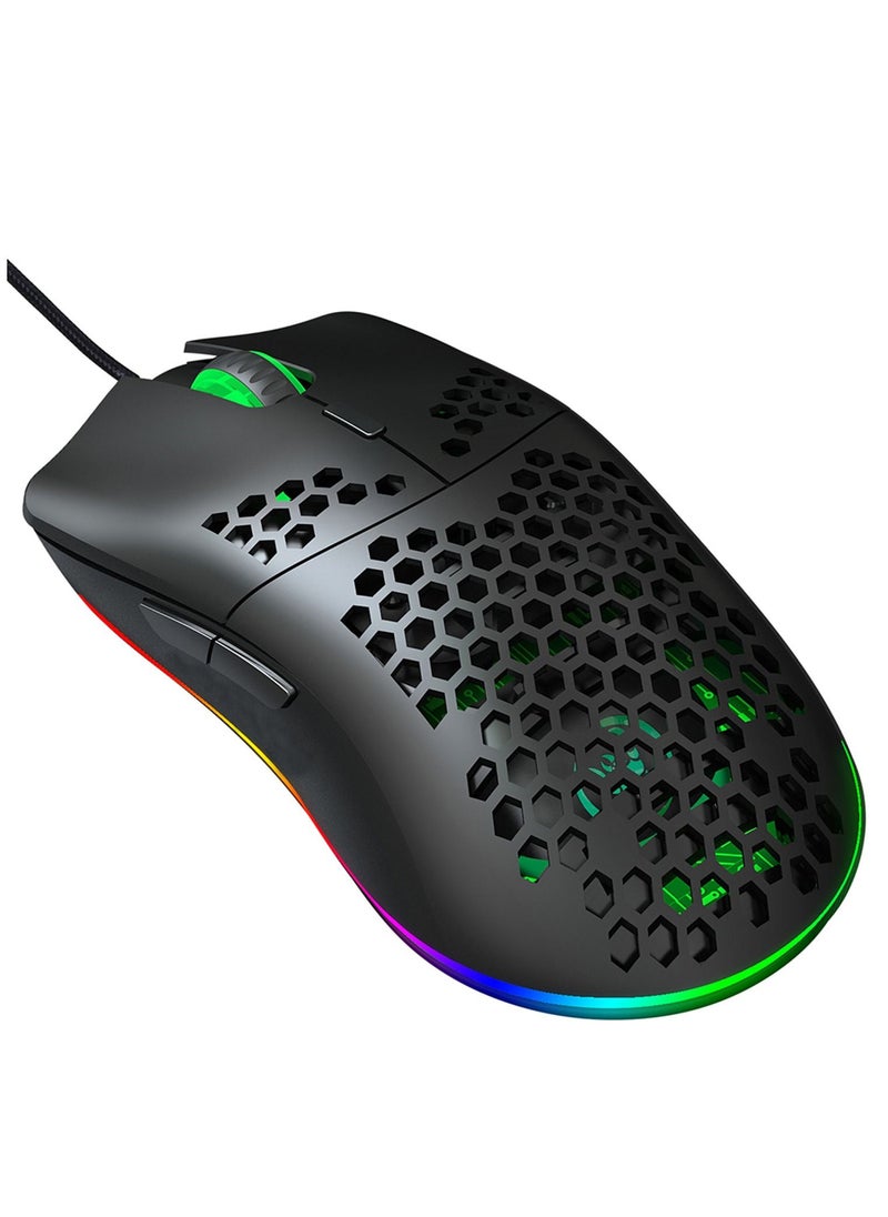 SKY-TOUCH - J900 Wired Gaming Mouse RGB Programmable Gaming Mouse with 6 Adjustable DPI Ergonomic Design Mice for Desktop Laptop Black - Image 1