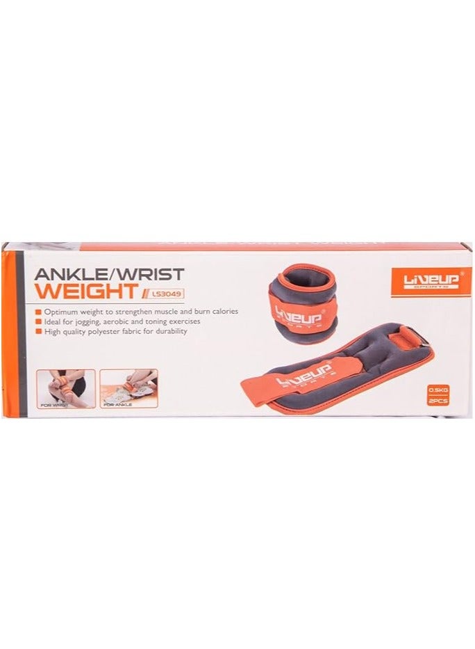 Liveup LS3049 Ankle & Wrist Weights 0.25kg*2 for Training and Workout - Orange & Grey - Image 1
