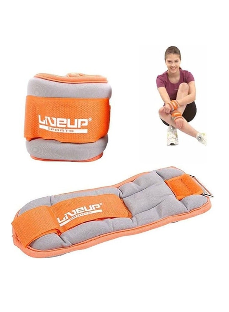 Liveup LS3049 Ankle & Wrist Weights 0.25kg*2 for Training and Workout - Orange & Grey - Image 2