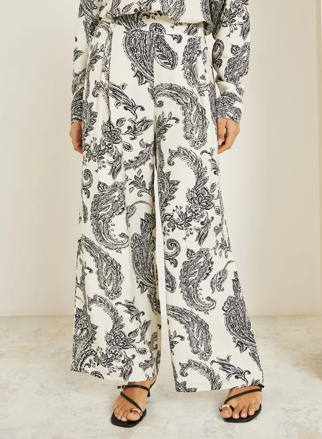 Styli  Women Printed Buttoned Shirt and Pants Co-Ords for Women | Best Price UAE