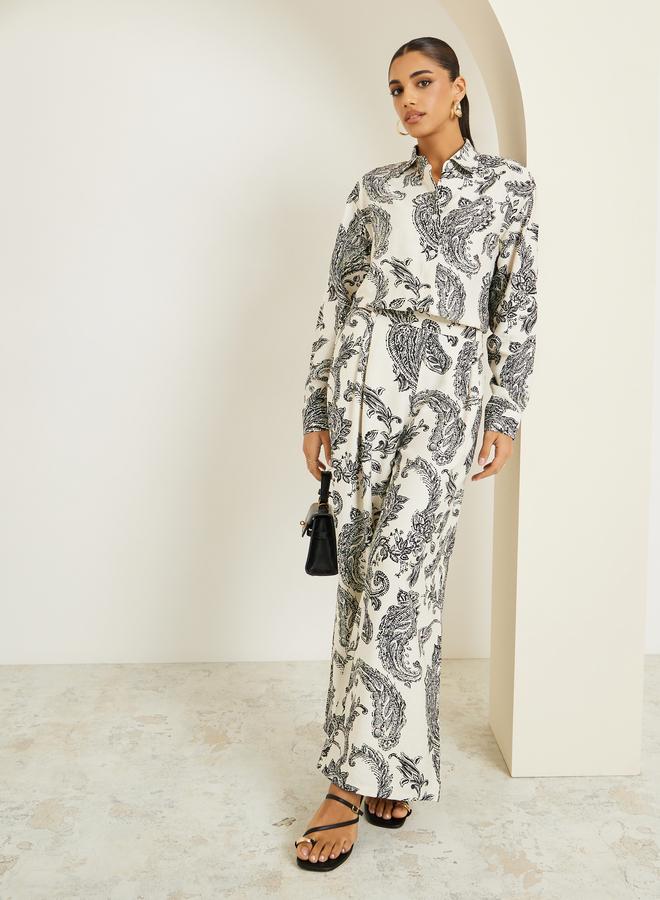 Styli Women Printed Buttoned Shirt and Pants Co-Ords - Image 1