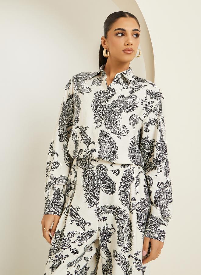 Styli Women Printed Buttoned Shirt and Pants Co-Ords - Image 2