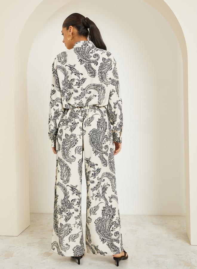 Styli Women Printed Buttoned Shirt and Pants Co-Ords - Image 5